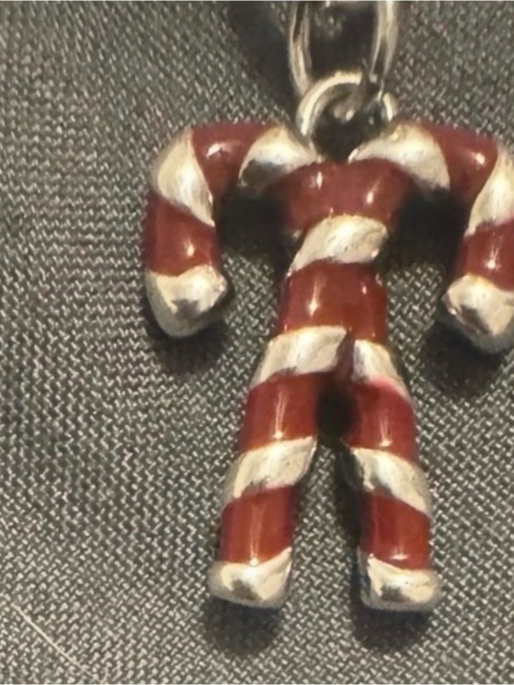 James Avery Red and Silver Candy Cane Charm Pendant - Women's Jewelry